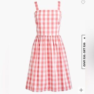 J Crew Pink & White Gingham Organic Cotton Dress